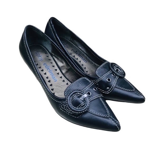 Libby Edelman Becca Point Toe Black Leather shoes 6M - Picture 2 of 7